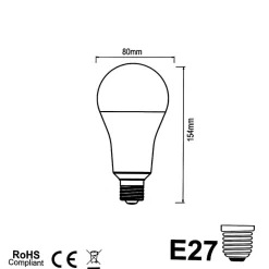 Ampoule LED E27 20W 220V A80 (Pack de 50) - Blanc Froid 6000K - 8000K - SILAMP