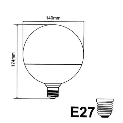 Ampoule LED E27 25W 220V G140 300 Globe - Blanc Froid 6000K - 8000K Silumen