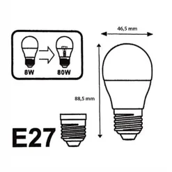 Ampoule LED E27 8W 220V G45 300 (Pack de 10) - Blanc Neutre 4200k - 5500k Silumen