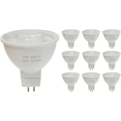 Ampoule LED GU5.3 / MR16 12V 8W SMD 80 degrés (Pack de 10) - Blanc Neutre 4000K - 5500K - SILAMP