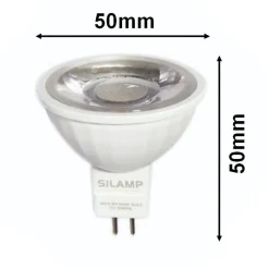 Ampoule LED GU5.3 / MR16 12V 8W SMD 80 degrés - Blanc Neutre 4000K - 5500K - SILAMP