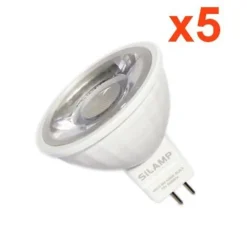 Ampoule LED GU5.3 / MR16 12V 8W SMD 80 degrés (Pack de 5) - Blanc Chaud 2300K - 3500K - SILAMP