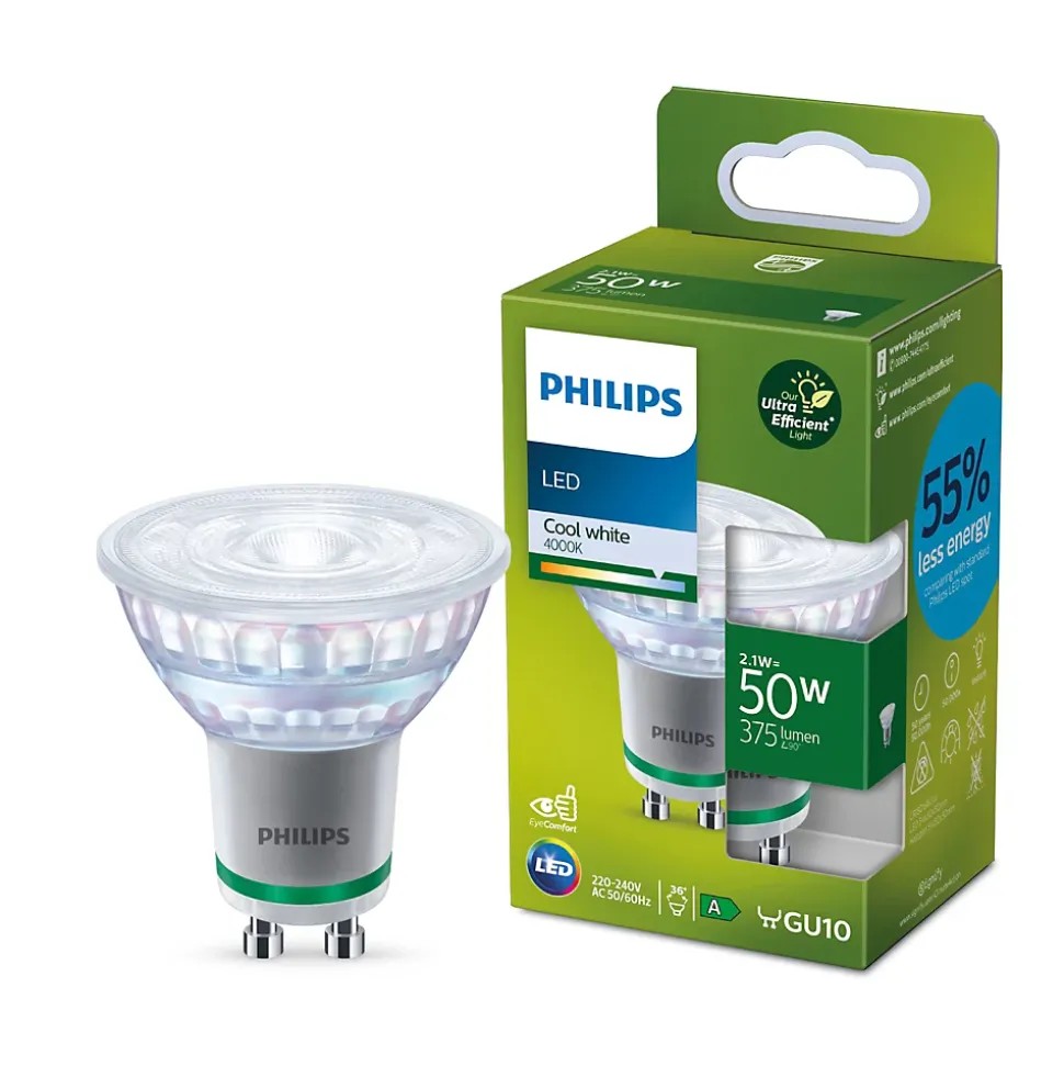 Ampoule LED GU10 375lm blanc froid 50W Philips, Our Ultra Efficient Light