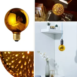 Ampoule LED linéaire Globe E27 20lm 4W blanc chaud ⌀9,5cm jaune