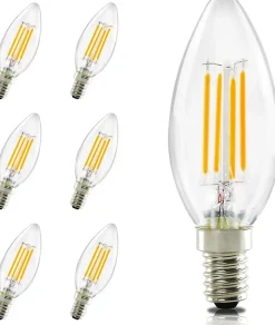Ampoule LED NETTLIFE E14 blanc chaud 6 pièces 4W lampe bougie filament vintage 2700K