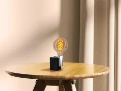 Ampoules LED 'DILLY' set de 3 avec douille E27, 4 Watt D: 9,5cm, en métal et verre, ambre