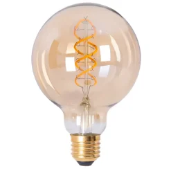 Ampoules LED 'DILLY' set de 3 avec douille E27, 4 Watt D: 9,5cm, en métal et verre, ambre