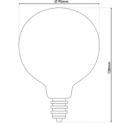 Ampoules LED 'DILLY' set de 3 avec douille E27, 4 Watt D: 9,5cm, en métal et verre, ambre