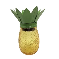 Ananas solaire en verre- Hauteur 18,5 cm- lumière blanc chaud- 3 Lumens- Eclairage extérieur Jardin