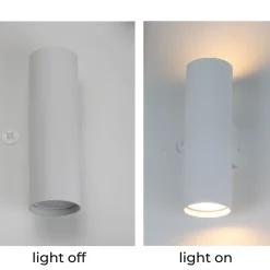 Aplique de Pared Lumière Double Haut et Bas Aluminium Blanc 2 Douilles GU10 ampoules non incluses.