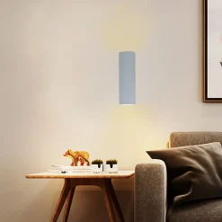 Aplique de Pared Lumière Double Haut et Bas Aluminium Blanc 2 Douilles GU10 ampoules non incluses.