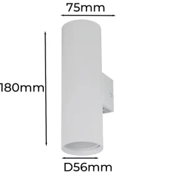 Aplique de Pared Lumière Double Haut et Bas Aluminium Blanc 2 Douilles GU10 ampoules non incluses.