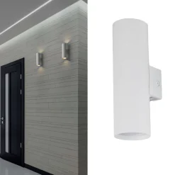 Aplique de Pared Lumière Double Haut et Bas Aluminium Blanc 2 Douilles GU10 ampoules non incluses.