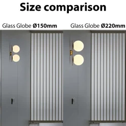 Aplique mural ANA Double Boule en Cristal 150mm en Métal Doré - Design Élégant avec Douille E27 x2 pour Intérieur