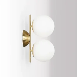 Aplique mural ANA Double Boule en Cristal 150mm en Métal Doré - Design Élégant avec Douille E27 x2 pour Intérieur