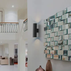 Aplique mural Double éclairage vers le haut et vers le bas aluminium noir 2 douilles GU10 ampoules non incluses.