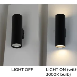 Aplique mural Double éclairage vers le haut et vers le bas aluminium noir 2 douilles GU10 ampoules non incluses.