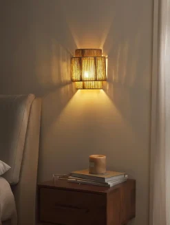 Aplique Murale Moderne en Corde de Jute DALIA E27 Lampes Tissées à la Main pour Chambre et Salon