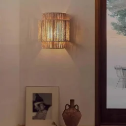 Aplique Murale Moderne en Corde de Jute DALIA E27 Lampes Tissées à la Main pour Chambre et Salon