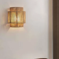 Aplique Murale Moderne en Corde de Jute DALIA E27 Lampes Tissées à la Main pour Chambre et Salon