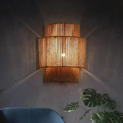 Aplique Murale Moderne en Corde de Jute DALIA E27 Lampes Tissées à la Main pour Chambre et Salon