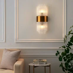 Applique art déco verre métal doré - Almeria