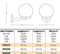 Applique avec sphère pour extérieur en PMMA, 200 mm, culot E27, blanc