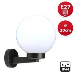 Applique avec sphère pour extérieur en PMMA, 200 mm, culot E27, blanc