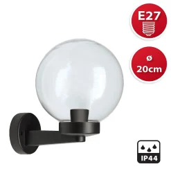 Applique avec sphère pour extérieur en PMMA, 200mm, Culot E27, transparent