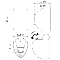 Applique blanche aluminium orientable IP54 - Notte