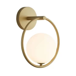 Applique boule en verre suspendue sur anneau doré - Steya