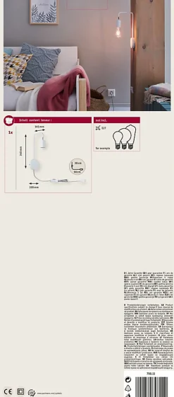 Applique Calvani E27 230V max. 40W gradable Blanc