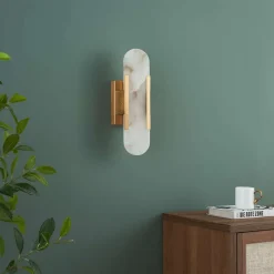 Applique chic métal doré et albâtre blanc - Enola