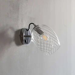 Applique chromée verre transparent texturé - Cassia