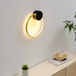 Applique circulaire noire et laiton 30 cm - Alisa