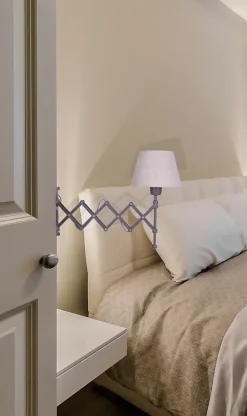 Applique ciseaux ADRIENNE extensible 49 cm metal textile brun naturel douille E27 pour pieces a vivre