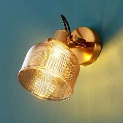 Applique cloche verre ambré texturé - Vela