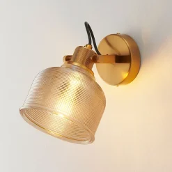 Applique cloche verre ambré texturé - Vela