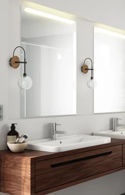 Applique de salle de bain Lisburn IP44 G9 33W noir Seynave l.10 x h. 31 x P. 17cm