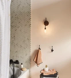 Applique de salle de bain Lisburn IP44 G9 33W noir Seynave l.10 x h. 31 x P. 17cm