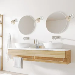 Applique de salle de bain Cintoia blanc et rotin A60 Standard IP44 Eglo