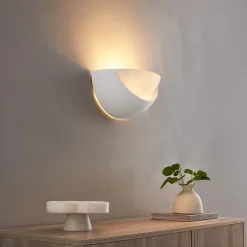 Applique demi-circulaire blanche en gypse - Gillian