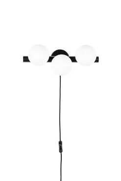 Applique design noir mat 3 boules de verre - Boite à design