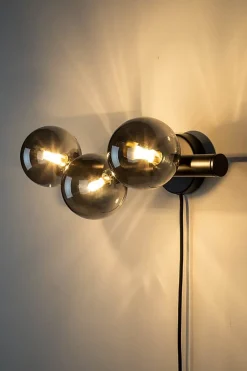 Applique design noir mat 3 boules de verre - Boite à design