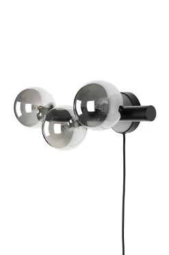 Applique design noir mat 3 boules de verre - Boite à design