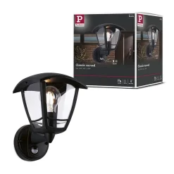 Applique d'extérieur Classic Curved Détecteur de mouvement crépusculaire (IR) IP44 carré 164x230mm max. 12W 230V Noir Matière plas