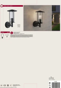 Applique d'extérieur Classic IP44 173mm max. 15W 230V Gris foncé Métal Verre