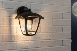 Applique d'extérieur Classic Curved IP44 164x225mm max. 12W 230V Clair Noir Matière plastique