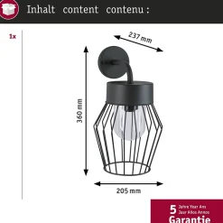 Applique d'extérieur Lanka résistant à l'eau de mer IP44 205x360mm max. 40W 230V Anthracite Aluminium