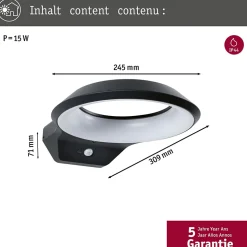 Applique d'extérieur LED Anela Détecteur de mouvement crépusculaire (IR) IP44 245x309mm 3000K 12,5W 700lm 230V Anthracite Aluminiu